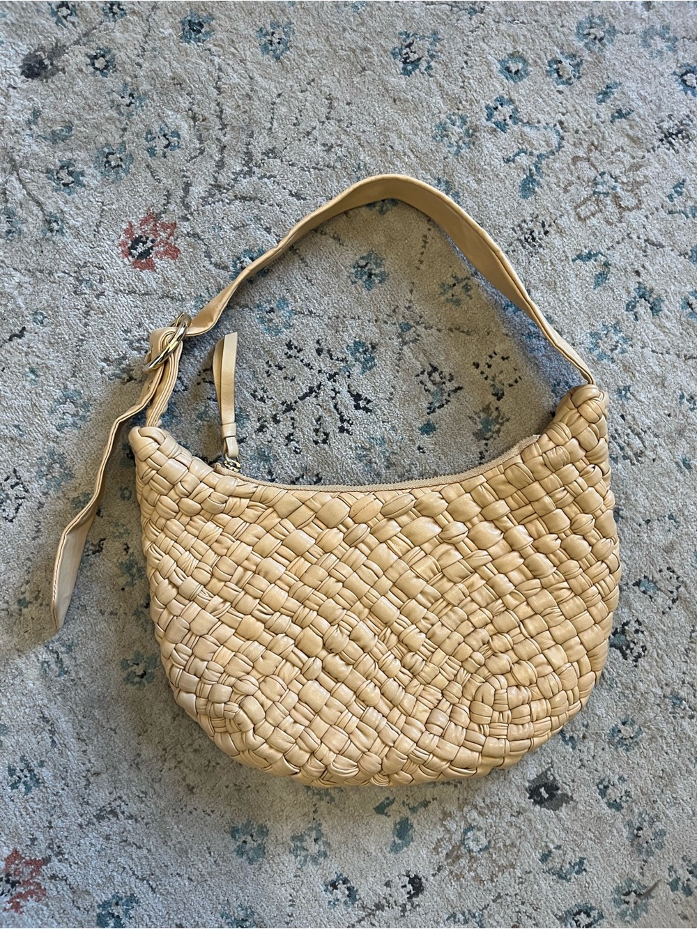 Anthropologie Woven Crescent Shoulder Bag in Beige